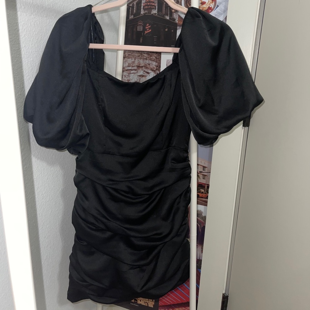 Black puff sleeved dress
